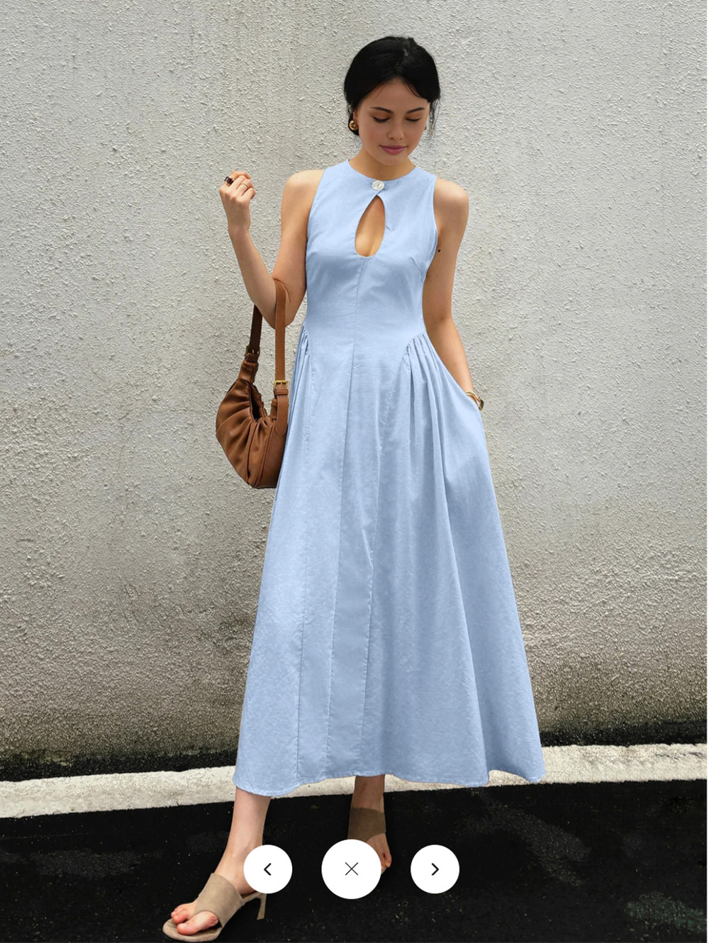 NWT Commense Cotton & Linen Pleated Cutout Long Dress Sz XL